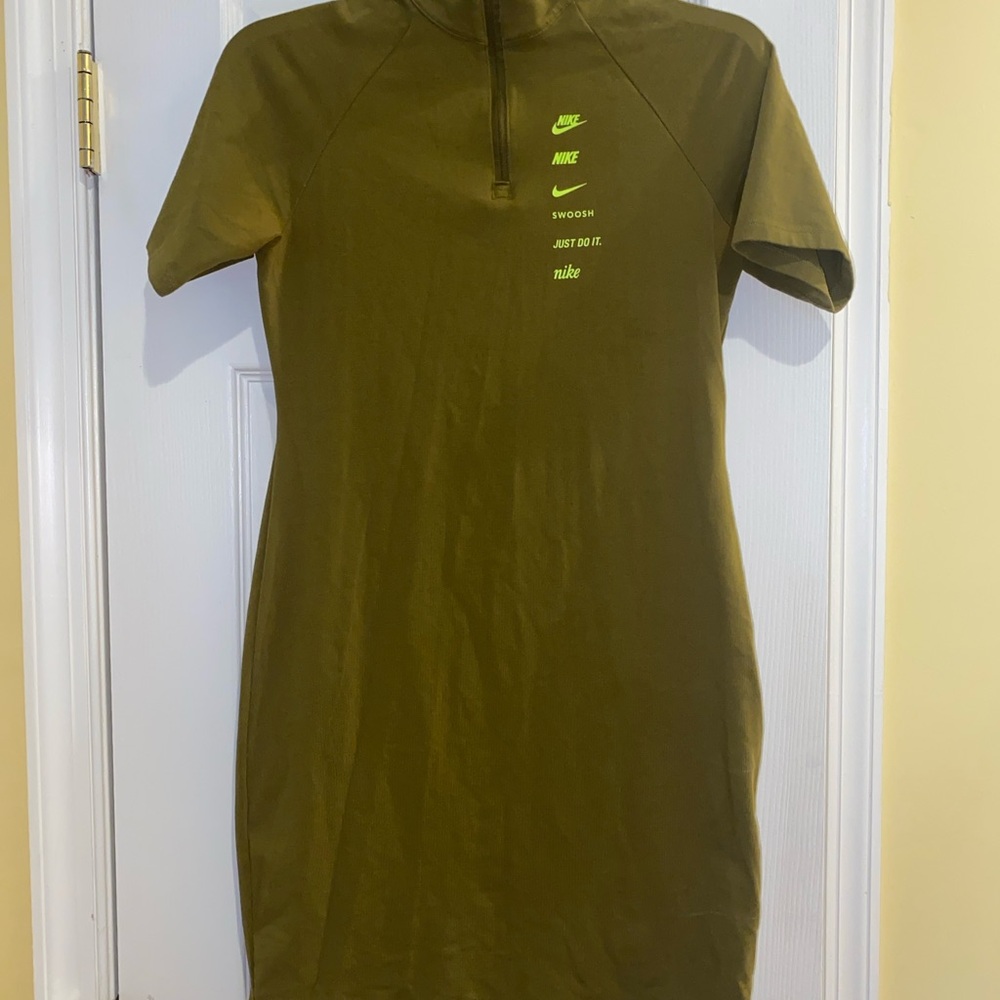 Nike Green Sheath Mini Dress with Mock Neck